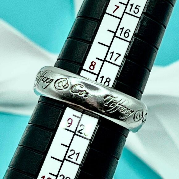 Tiffany & Co. Wide Notes Script Silver Ring - Sz 7.5 - Picture 12 of 16